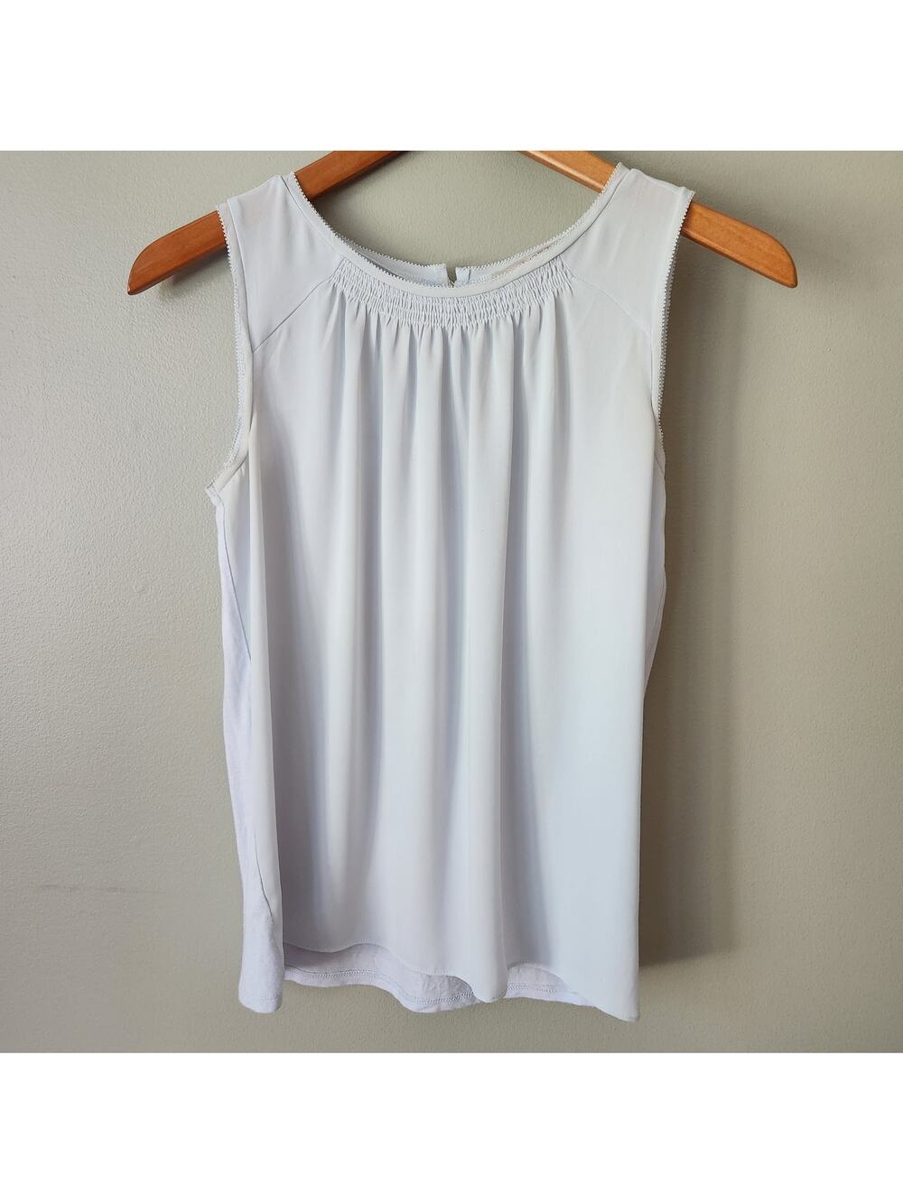 Ann Taylor Loft Light Ice Blue Mixed Media Yolk Neck Sleeveless Blouse